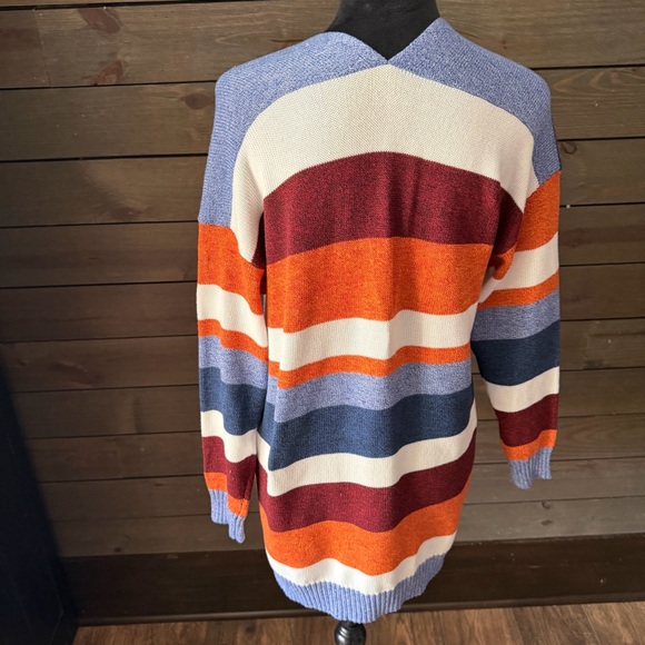 Ecowish Multicolor Striped Open-Front Cardigan Sweater Small - Picture 3 of 7